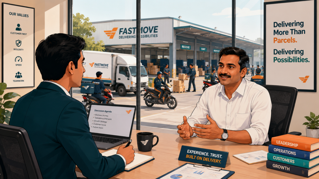 A human-centric, professional illustration representing a deep-dive interview or candid reality check with industry veterans about franchise business in India.