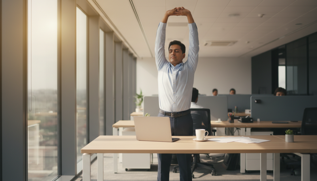 45-minute sitting rule - Indian office worker at desk, featured image