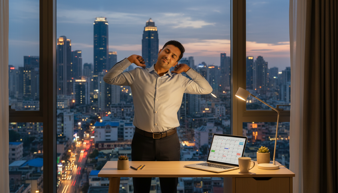 sedentary lifestyle indian office workers - illustration