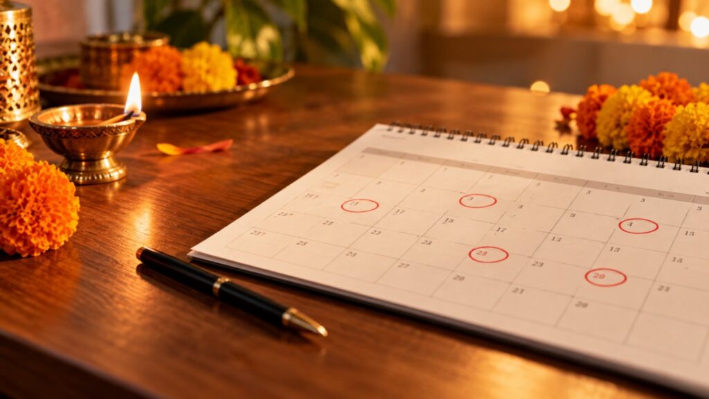 Calendar with circled dates and a festive diya for september 2026 tax and investing deadlines India